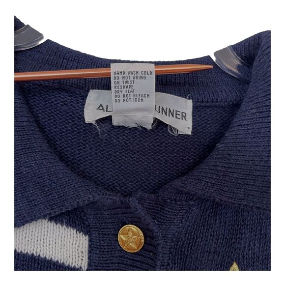 Vintage Sweater Top Knit Small Nautical Patchwork Sailor Art Heritage Classic - Picture 8 of 13